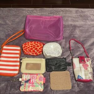 Coin purse & card holders-bundle of 9-small card holders w/key rings & coin bags